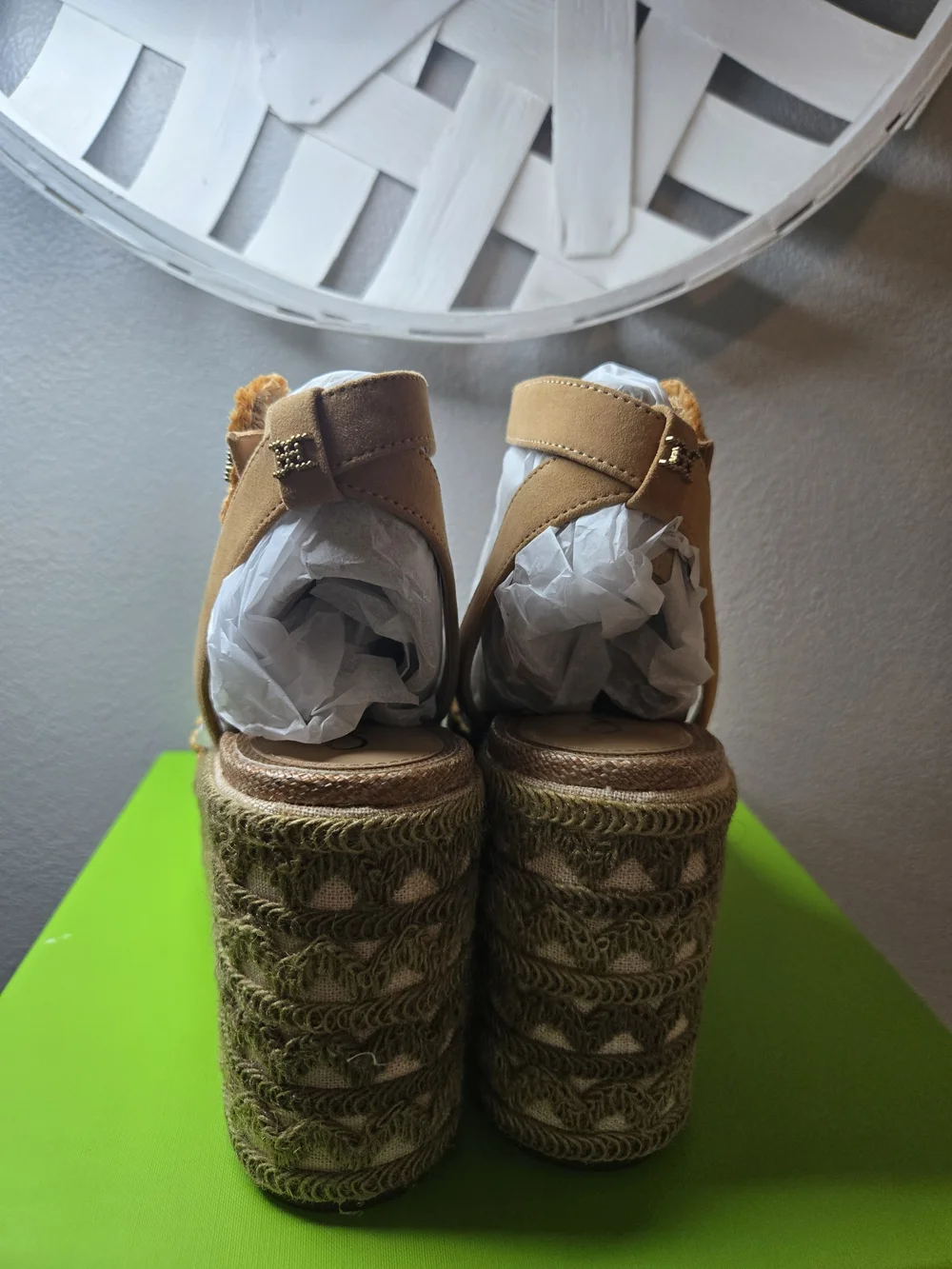 Sam Edelman Amber Wedge Platform Sandal in Tan with Ankle Strap New W Box Sz10.5